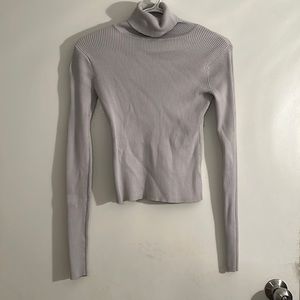 Grey ribbed turtle neck long sleeve